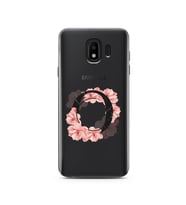 Pembe Çiçekli Harf Tasarım Süper Şeffaf Silikon Telefon Kılıfı Samsung J4 (2018)