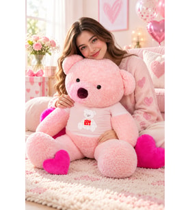 160 cm Kişiye Özel Tişörtlü TonTon Ayıcık (%100 Yerli) (Pembe)