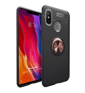 Microsonic Xiaomi Mi 8 SE Kılıf Kickstand Ring Holder Siyah Rose