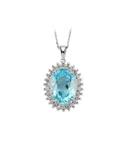 Sirius Oval Mavi Topaz Taşlı Pırlanta Anturaj Kolye 0704P0057