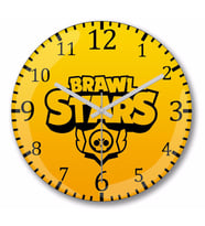Brawl Stars  Logo  Duvar Saati   Bombeli Gercek Cam