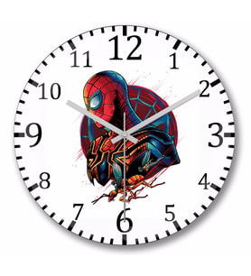 Spiderman  Far From Home Duvar Saati Bombeli Gercek Cam