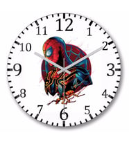 Spiderman  Far From Home Duvar Saati Bombeli Gercek Cam
