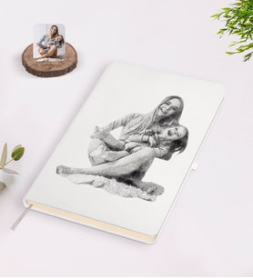 BK Gift Kişiye Özel Sevgililer Günü Karakalem Tasarımlı Beyaz Defter-3