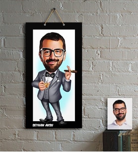 BK Gift Kişiye Özel Bay Patron Karikatür Ahşap Tablo  3