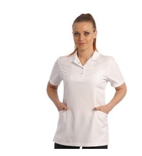 Emel Tekstil Beyaz Hemşire kadın Kuplu Lacos Üst Alpaka Uniforma