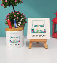 Laborant Kalemlik ve Dekoratif Taş Baskı Seti