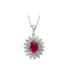 Sirius Oval Yakut Taşlı Pırlanta Anturaj Kolye 0704P0056