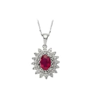 Sirius Oval Yakut Taşlı Pırlanta Anturaj Kolye 0704P0056