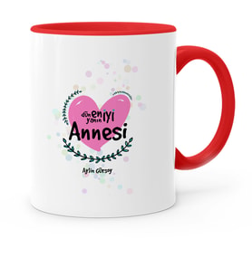 BK Gift Kişiye Özel Dünyanın En İyi Annesi Kırmızı Kupa Bardak  11