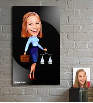 BK Gift Kişiye Özel Bayan Avukat Karikatür Ahşap Tablo - 3