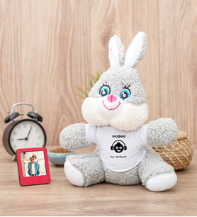 Emoji Tasarım Peluş Tavşan ve Mini Fotoğraf Çerçevesi