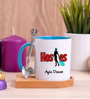 Hostes Ahşap Altlıklı Mavi Kupa Bardak