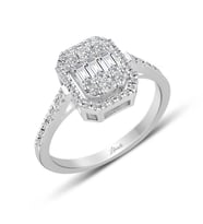 Modern Tasarım 0.55 Ct Baget Kare Tektaş Yüzük