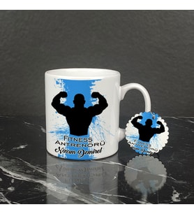 Fitness Antrenörü Kupa Bardak ve Anahtarlık Set 002