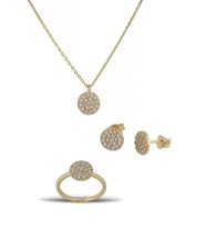 Yuvarlak Gümüş Set İnlove Gümüş Kolye Set Takı (Sarı)