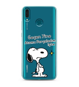 Snoopy Tasarımlı Süper Şeffaf Silikon Telefon Kılıfı Huawei Y9 (2019)
