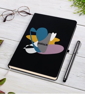 BK Gift Kişiye Özel Pollock Tasarımlı Siyah Defter ve Kalem Hediye Seti
