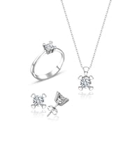 Swarovski Taşlı " TEK TAŞ - KLASİK " Model Tasarım Gümüş Set