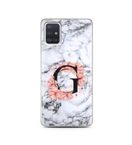 Mermer Çiçekli Harf Tasarım Süper Şeffaf Silikon Telefon Kılıfı Samsung A51 G-Ha