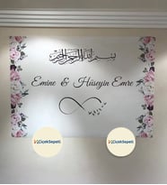 100x70cm Söz, Nişan, Kına Gecesi, Düğün İçin Kişiye Özel Branda Afiş Arka Fon