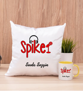 Spiker Kare Yastık ve Sarı Kupa Bardak