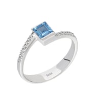 Sirius Pırlanta ve Prenses Kesim Mavi Topaz Taşlı Yüzük 0723R0181