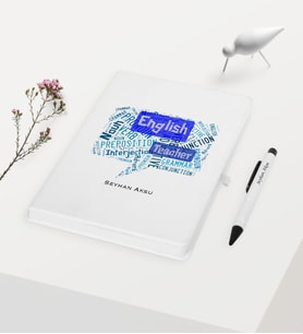 BK Gift Kişiye Özel İngilizce Öğretmeni Temalı Beyaz Defter Kalem Hediye Seti - 4