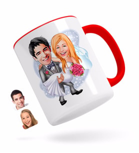 BK Gift Kişiye Özel Evleniyoruz Karikatürlü Kırmızı Kupa Bardak-7
