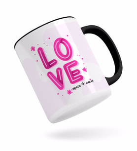 BK Gift Kişiye Özel Love Tasarımlı Siyah Kupa Bardak-5