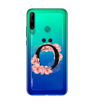 Pembe Çiçekli Harf Tasarım Süper Şeffaf Silikon Telefon Kılıfı Huawei P40 Lite E
