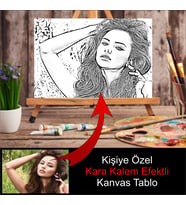 Kişiye Özel Fotoğrafınızdan Kara Kalem Efektli Kanvas Tablo