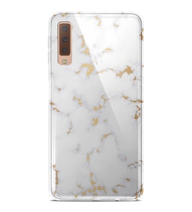 Kılıfland Samsung Galaxy A7 2018 Kılıf Silikon Resimli Kapak White Marble Mermer Stok 974