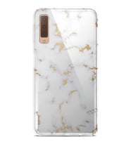 Kılıfland Samsung Galaxy A7 2018 Kılıf Silikon Resimli Kapak White Marble Mermer Stok 974