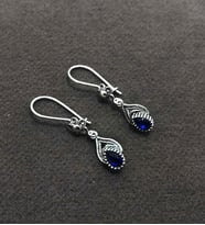 Safir Taşlı Oksitli Telkari Gümüş Bayan Küpe 201011268