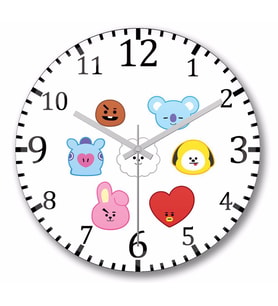 Bts BT21  Duvar Saati Bombeli Gercek Cam