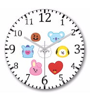 Bts BT21  Duvar Saati Bombeli Gercek Cam
