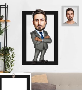 Kişiye Özel İş Adamı Karikatürlü 3D Ahşap Tablo 30x47 Bay-7