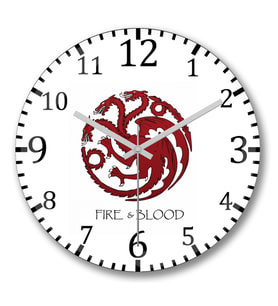 Casa Targaryen Goot Fire Ve Blood Duvar Saati Bombeli Gercek Cam