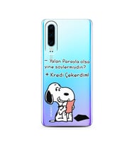 Snoopy Tasarımlı Süper Şeffaf Silikon Telefon Kılıfı Huawei P30 