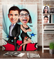 BK Gift Kişiye Özel Sevgililer Karikatür Kanvas Tablo 70x100cm 6