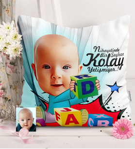 BK Gift Kişiye Özel Bebek Karikatürlü  Yastık  4