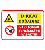 MIGNATIS - Dİkkat Doğalgaz Yaklaşmak Tehlikeli Ve Yasaktır Levhası - Sac Malzeme 35x50cm