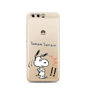 Snoopy Tasarımlı Süper Şeffaf Silikon Telefon Kılıfı Huawei P10 