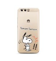 Snoopy Tasarımlı Süper Şeffaf Silikon Telefon Kılıfı Huawei P10 
