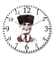 Mustafa Kemal Atatürk5 Duvar Saati Bombeli Gercek Cam