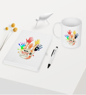 BK Gift Kişiye Özel Resim Öğretmeni Temalı Beyaz Defter Kalem Kupa Seti - 3