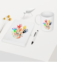 BK Gift Kişiye Özel Resim Öğretmeni Temalı Beyaz Defter Kalem Kupa Seti - 3