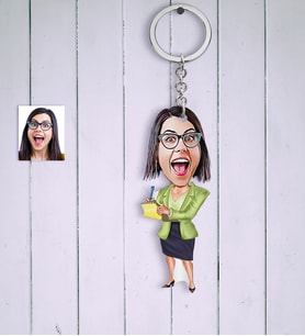 BK Gift Kişiye Özel Bayan Sekreter Karikatür Anahtarlık