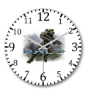 Halo Master Chief Duvar Saati Bombeli Gercek Cam